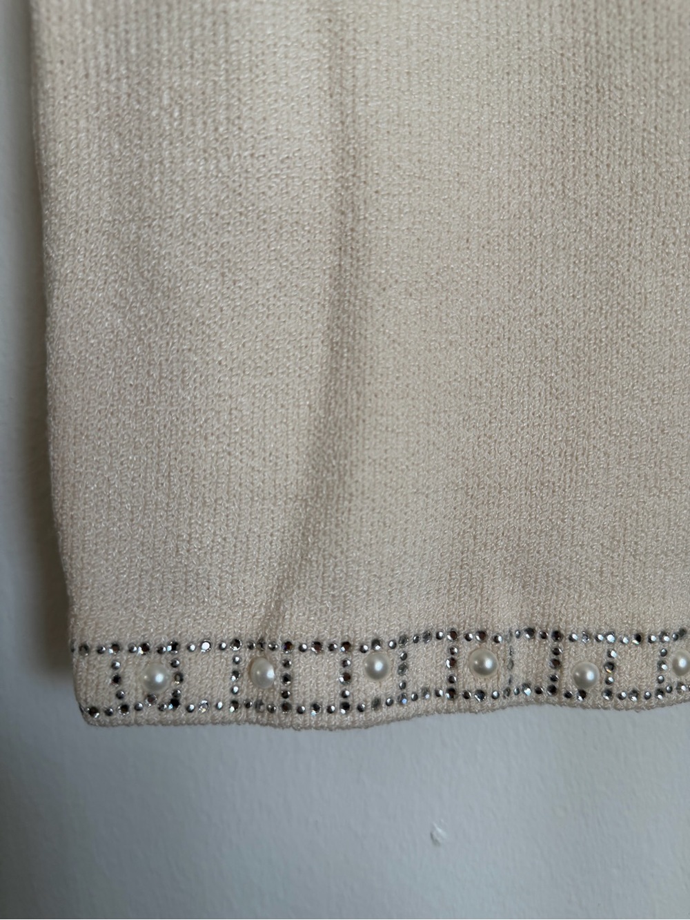 St. John Knit Midi Skirt Women Size 2 Bedazzled Cream Ivory - Picture 2 of 4